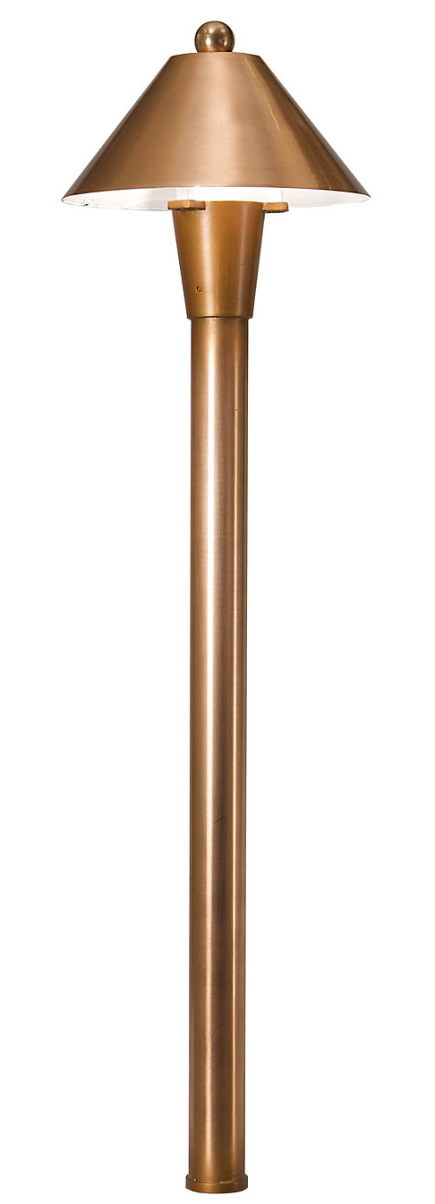 Berkley pathway light in copper, illuminated