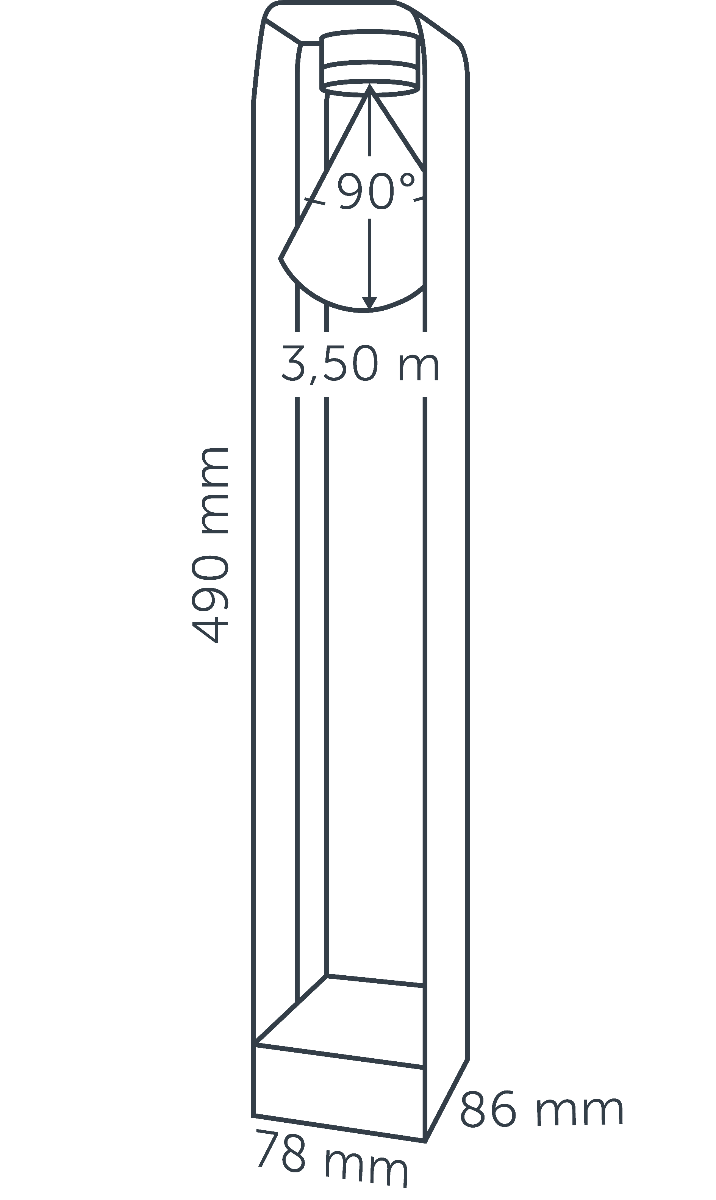 diagram of the Ace high bollard light projection