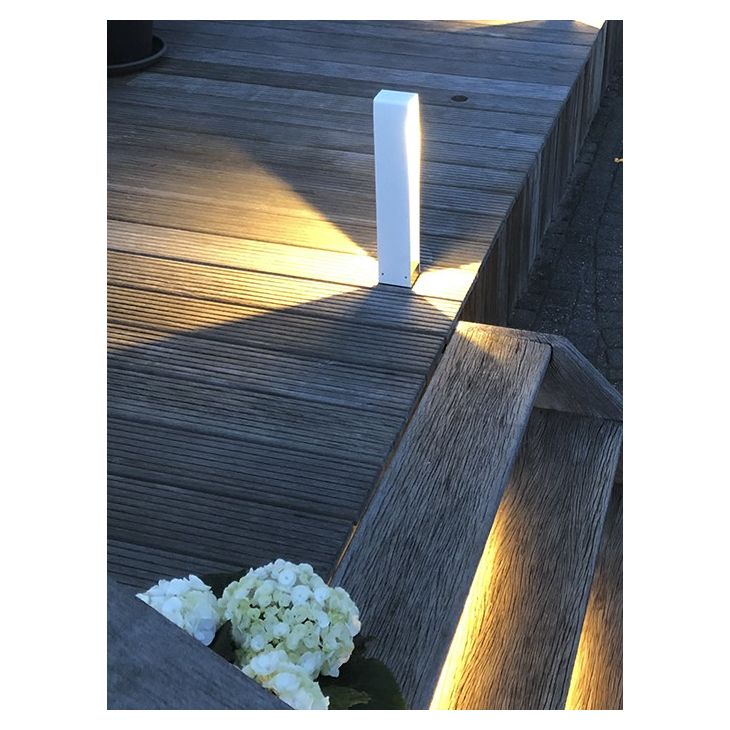 Ace High Bollard 12v light, fastened to deck, and illuminated