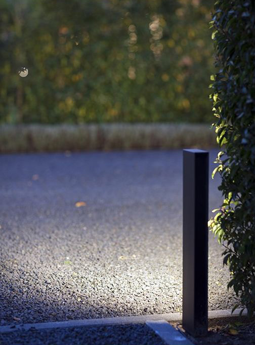 Evo path 12V Bollard light installed along walkway.
