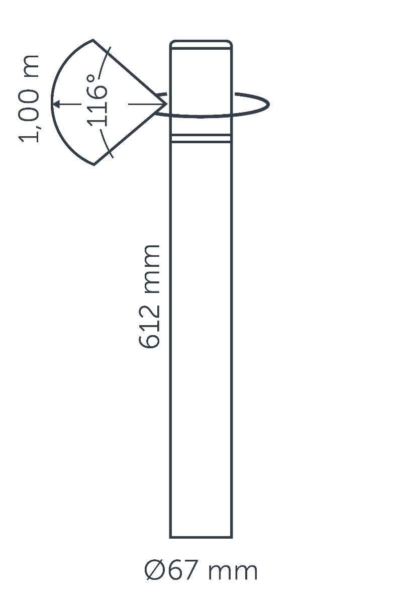 diagram of the Liv bollard light projection