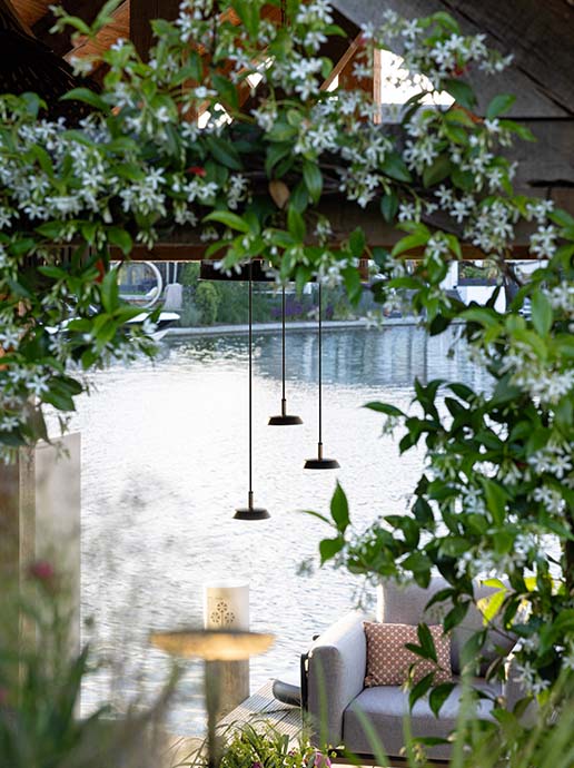 sway pendant hanging from gazebo