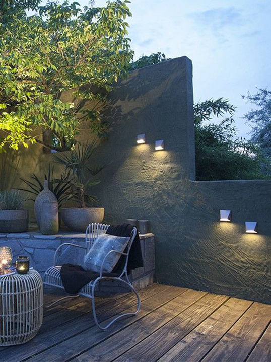 in-lite Wedge white 12V light illuminating deck.