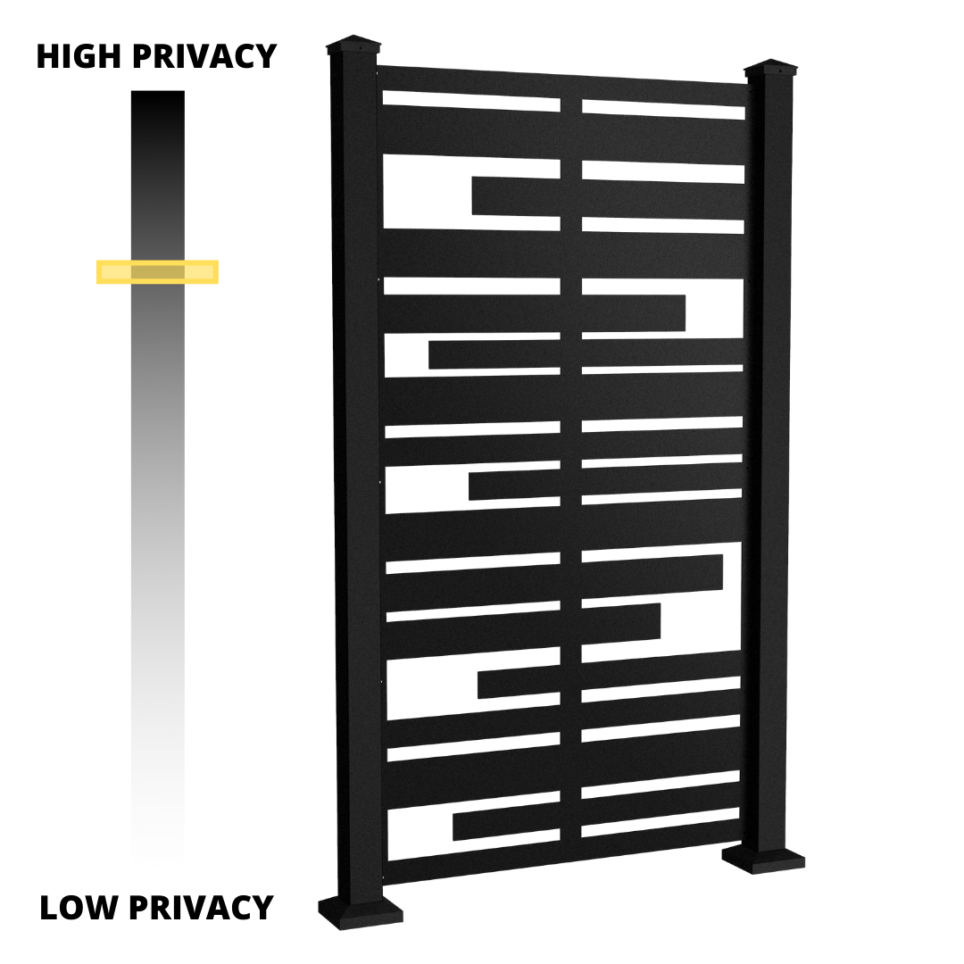 Privacy screen style Planks in black; medium privacy choice