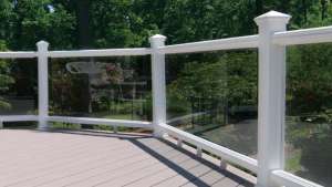 transcend railing artisan glass panel white