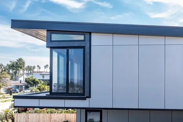 Hardie products architectural panel side of building