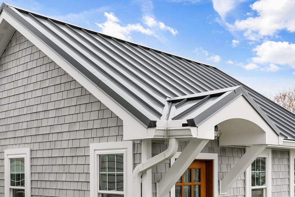 Beach House Shake Atlantica example siding around garage doors