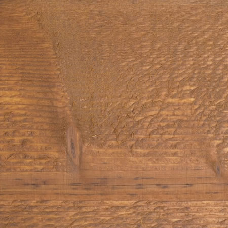 rustic gold finish cutek sample on rough, Douglas Fir
