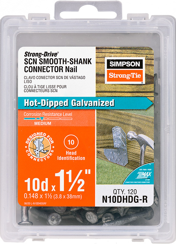 Smooth shank connector nail in package